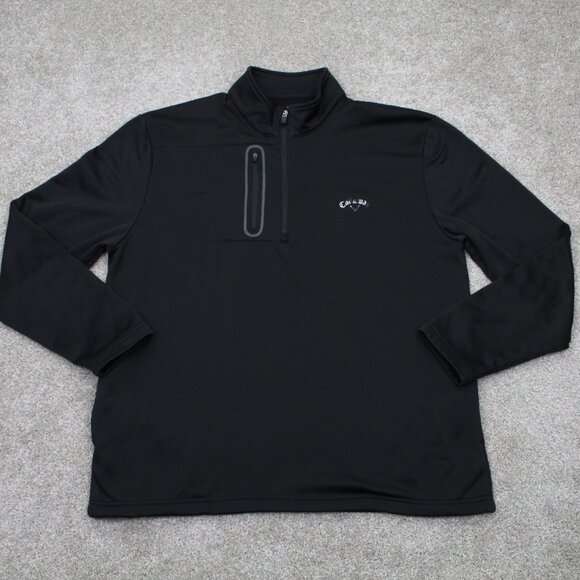 Callaway Sweatshirt Mens XL Black 1/4 Zip 100% Polyester Long Sleeve Pullover - Picture 1 of 11